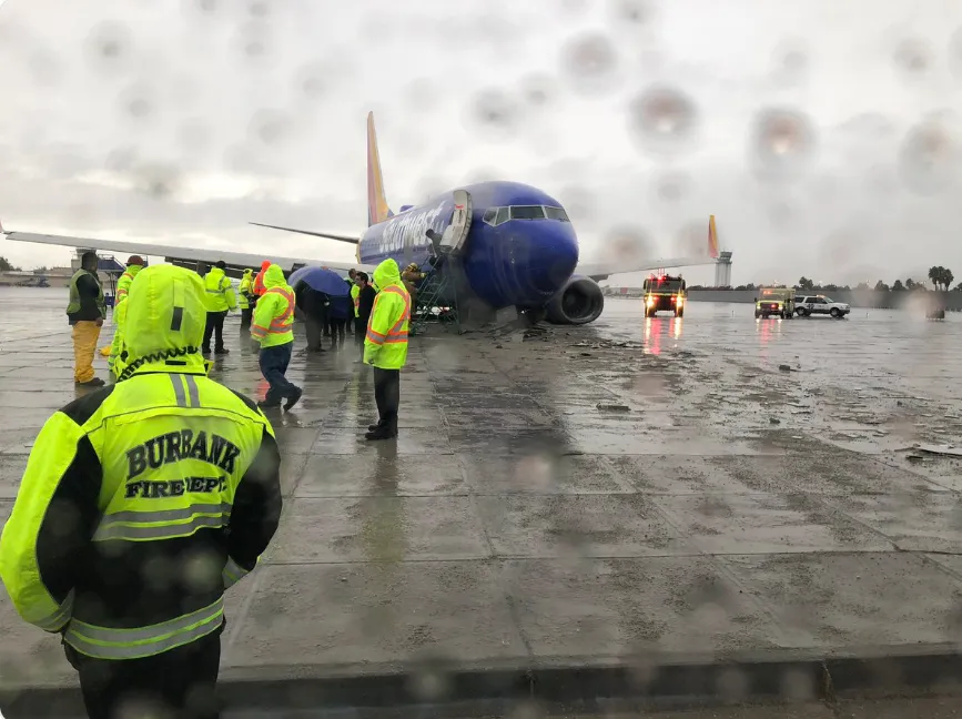 Southwest Airlines overrun at Burbank
